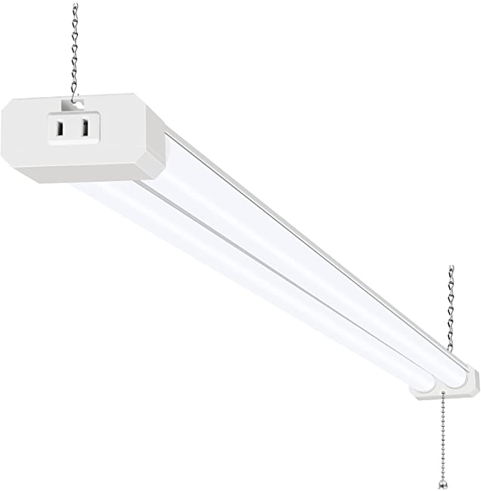 Photo 1 of 5000K LED Shop Light Linkable, 4FT Daylight 42W LED Ceiling Lights for Garages, Workshops, Basements, Hanging or FlushMount, Included Power Cord and Pull Chain, 4200lm, ETL- 1 Pack
