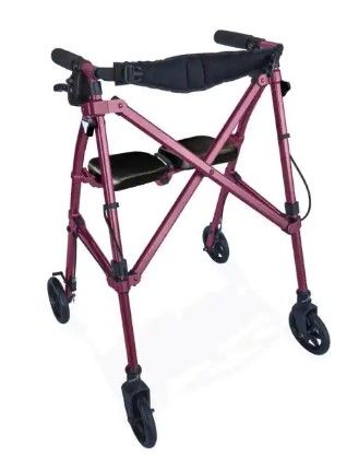 Photo 1 of Able Life 4-Wheel Space Saver Folding Travel Walking Aid Walker Rollator in Regal Rose
