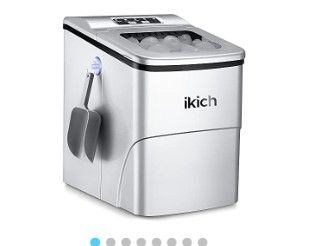 Photo 1 of IKICH Portable Ice Maker Machine for Countertop, Ice Cubes Ready in 6 Mins, Make 26 lbs Ice in 24 Hrs with LED Display Perfect for Parties Mixed Drinks, Electric Ice Maker 2L with Ice Scoop and Basket
