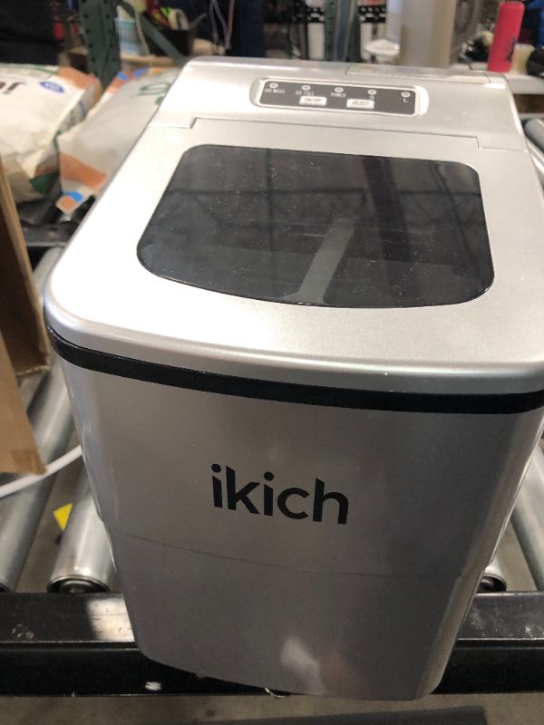 Photo 1 of IKICH Portable Ice Maker Machine for Countertop, Ice Cubes Ready in 6 Mins, Make 26 lbs Ice in 24 Hrs with LED Display Perfect for Parties Mixed Drinks, Electric Ice Maker 2L with Ice Scoop and Basket
