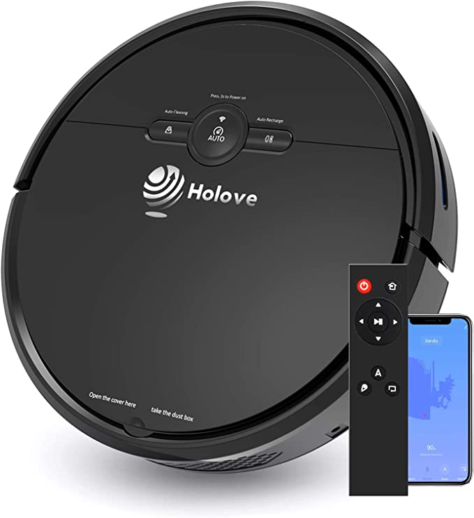 Photo 1 of Robot Vacuum Cleaner and Dry Mopping Sweeper, Slim Holove D2 WiFi 1800PA Strong Suction with Automatic Self-Charging, Robotic Vacuum Cleaner for Pet Hair, Hard Floor and Low Pile Carpet
