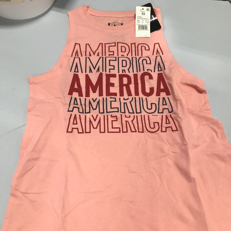 Photo 2 of Women's America Graphic Tank Top - Coral Pink (XS)
