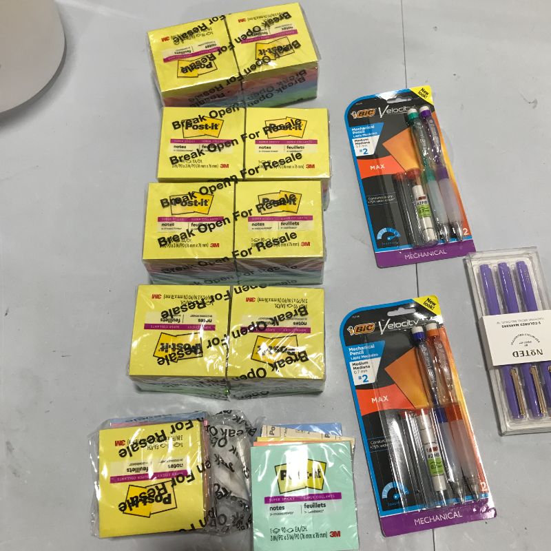 Photo 1 of BOX LOT - POST-IT - PENCILS - PENS 