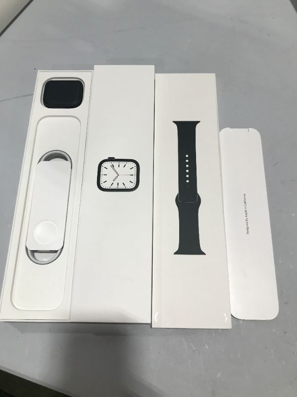 Photo 2 of Apple Watch Series 7 [GPS 45mm] Smart Watch w/ Midnight Aluminum Case with Midnight Sport Band. Fitness Tracker, Blood Oxygen & ECG Apps, Always-On Retina Display, Water Resistant
