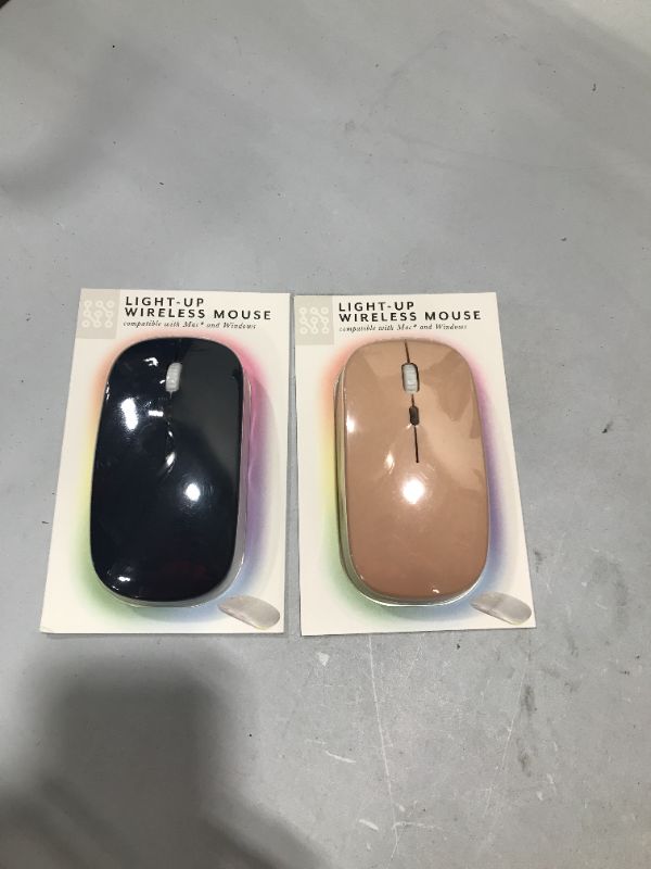 Photo 1 of Box lot of - New Bullseye Light-up wireless computer mouse - 12 pcs Dark Blue & 12pcs Pink - 24pcs