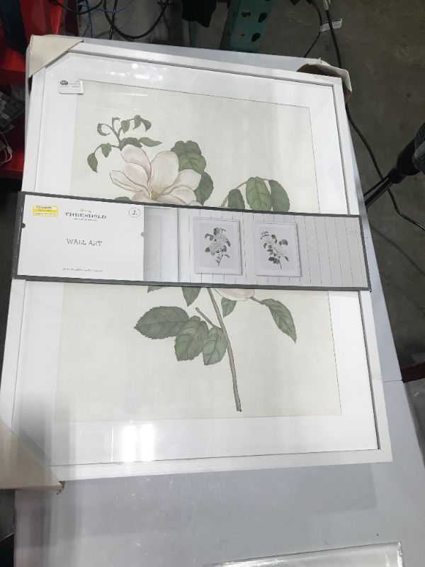 Photo 2 of (Set of 2) 24" x 30" Flowers Framed Wall Art White - Threshold