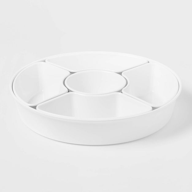 Photo 1 of 6pc Melamine 5-Section Serving Platter White - Threshold - 2pk