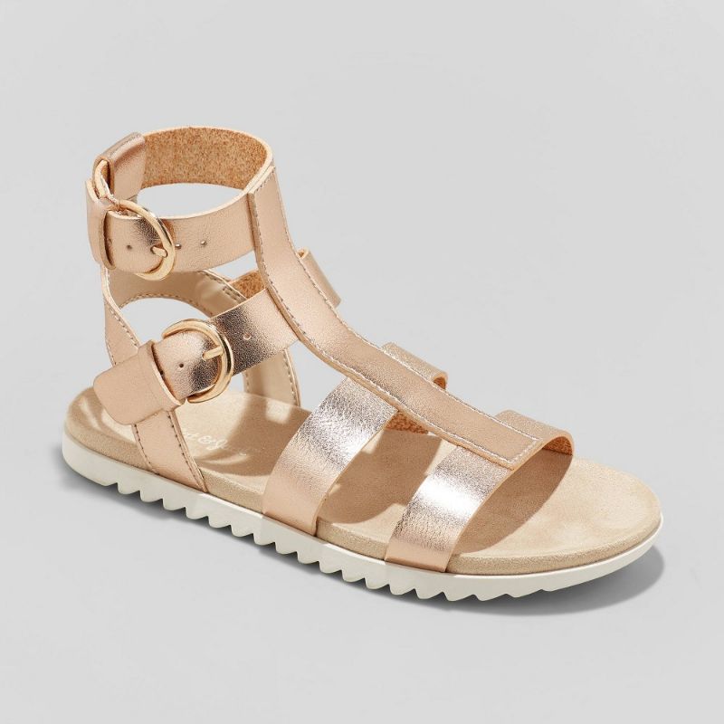 Photo 1 of Girls' Ellie Gladiator Sandals - Cat & Jack Rose Gold Size 3