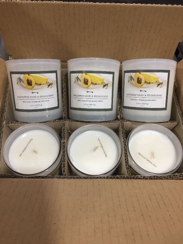 Photo 2 of 5.5oz Glass Jar Pineapple Sage and Sugarcane Candle - Threshold™ (PACK OF 6)
