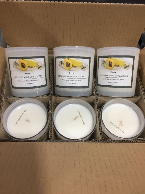 Photo 2 of 5.5oz Glass Jar Pineapple Sage and Sugarcane Candle - Threshold™ (BOX OF 6)
