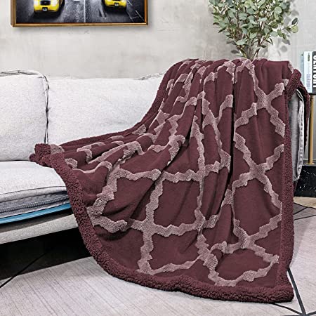 Photo 1 of CAMPIR Plush Throw Blankets for Bed,Soft Warm Oversided Fall Throw Blanket,Dual Sided Design Sherpa Throw Blankets for All Season,Fuzzy Blanket for Sofa Couch Bed(Rose Brown, 60x80)
