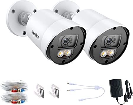 Photo 1 of SANNCE 2 Pack 1080P Full Colorful Night Vision CCTV Camera, 2.0MP HD-TVI Wide Angle Bullet Security Camera with 2 Warm Lights Built-in, Indoor and Outdoor Use, 100ft Clear Full Color Night Vision
