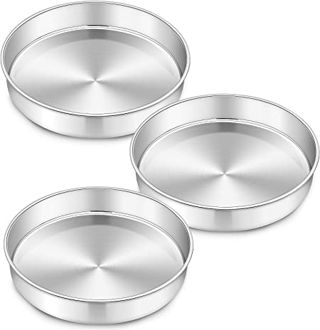 Photo 1 of 11 Inch Cake Pans Set - 3 Pcs Paincco Stainless Steel Round Baking Pans Layer Birthday Wedding Cake Pans, Fit in Oven Pots Pressure Cooker, Healthy & Sturdy, Mirror Finish & Dishwasher Safe
