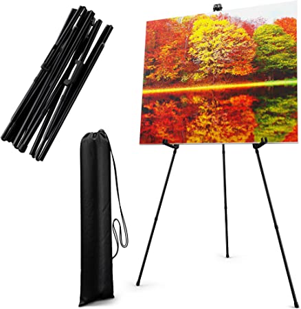 Photo 1 of 63 Inches Portable Artist Easel Stand - Black Picture Stand Painting Easel with Bag - Table Top Art Drawing Easels for Painting Canvas, Wedding Signs, Poster, Tabletop Easels Display Metal Tripod
