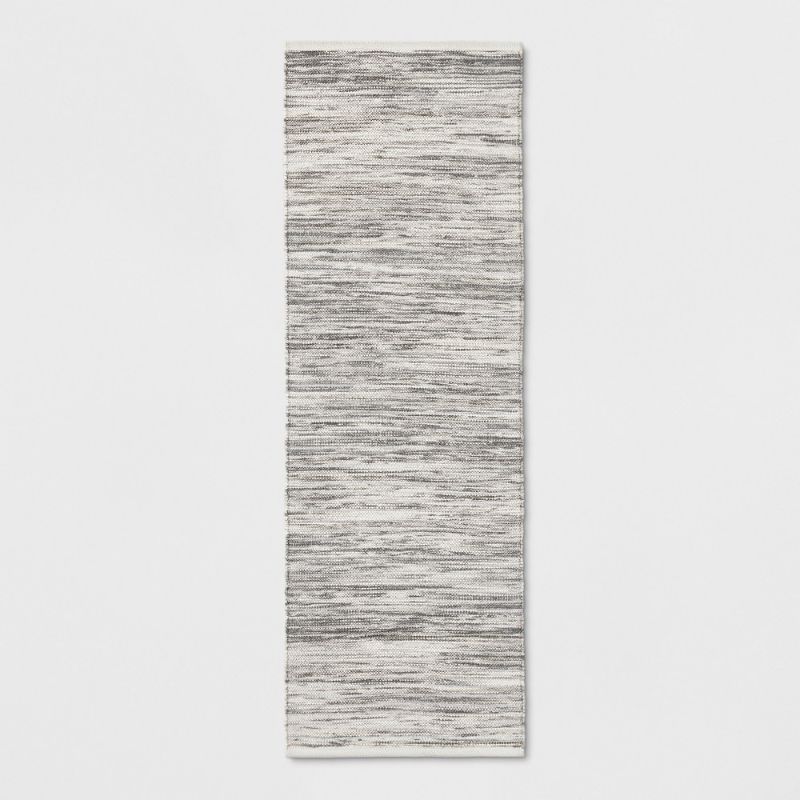 Photo 1 of 2'4"x7' Striped Metallic Woven Accent Rug Gray - Project 62™
