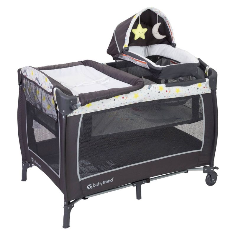 Photo 1 of Baby Trend Lil Snooze Deluxe II Nursery Center Playard with Bassinet and Travel Bag for Girls and Boys - Twinkle Twinkle Little Moon
