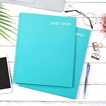 Photo 1 of Monthly Planner/Calendar 2022-2023 - 2022-2023 Monthly Planner/Calendar, 18-Month Planner from Jul. 2022 to Dec. 2023, 8.5" x 11", Thick Paper with Tabs & Pocket & Label, Contacts and Passwords, Twin-Wire Binding - Teal by Artfan, 2 PACK!!!