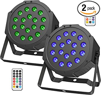 Photo 1 of BETOPPER 18 LED Stage Light,Super Power 3-in-1 RGB DJ Par Can Party Lights with Remote Control,DMX,Sound Disco Light Strobe Washing Light for Home Party Wedding Birthday Stage Lighting(2 Packs)
