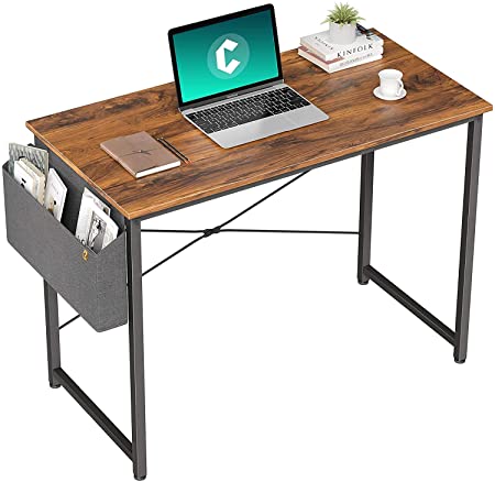 Photo 1 of Cubiker Computer Desk 32 inch Home Office Writing Study Desk, Modern Simple Style Laptop Table with Storage Bag,  Dark Brown
