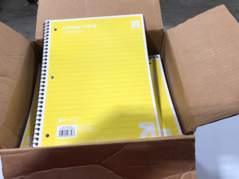 Photo 2 of College Ruled Yellow 1 Subject Flexible Paperboard Cover Spiral Notebook - Qty.48
