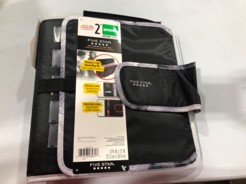 Photo 2 of 2 Quick Tab Sewn Zipper Binder Black/Gray - Five Star