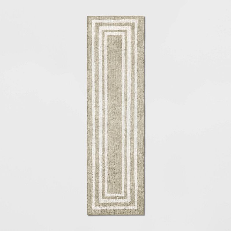 Photo 1 of 2'x7' Runner Tetra Border Tan/Ivory - Threshold
