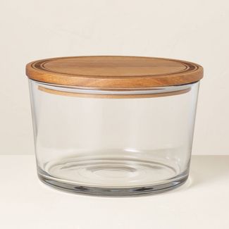 Photo 1 of 104oz Glass Serve Bowl with Wood Lid - Hearth & Hand™ with Magnolia

