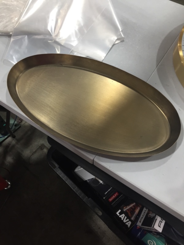 Photo 2 of 11" X 1" Oval Metal Tray Gold - Threshold™ Designed with Studio McGee
