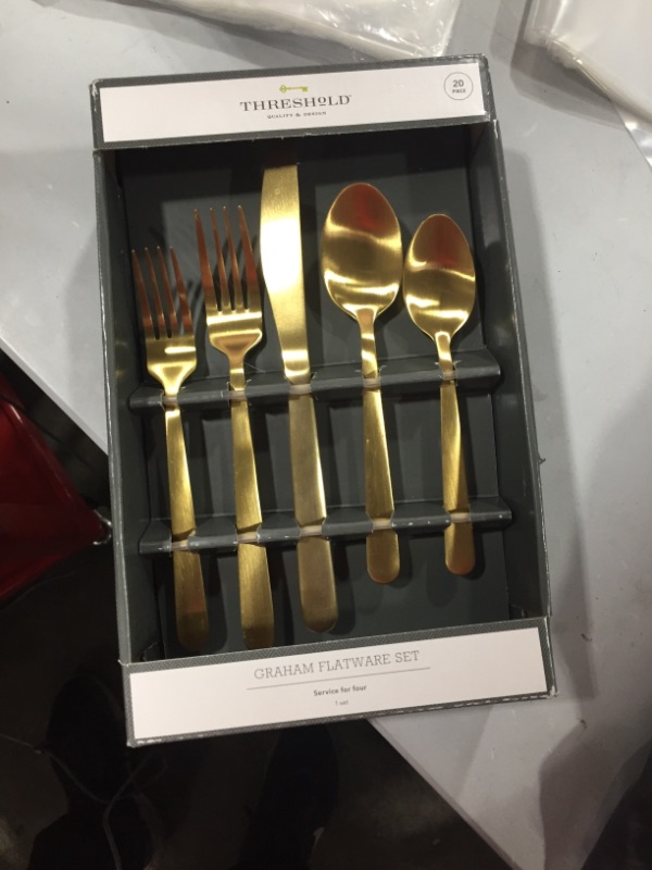 Photo 1 of 20pc Stainless Steel Silverware Set Gold - Threshold™