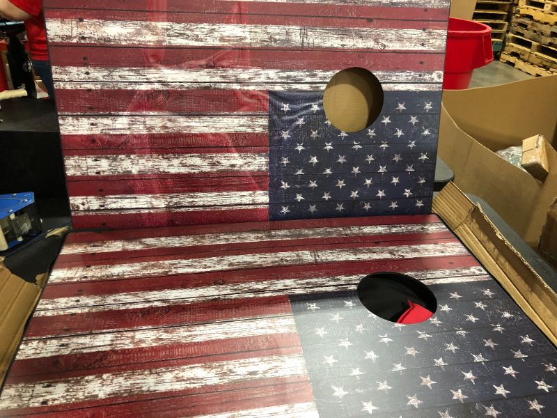 Photo 4 of GoSports Flag Series Wood Cornhole Sets – Choose between American Flag and State Flags – Includes Two Regulation Size 4’ x 2’ Boards, 8 Bean Bags, Carrying Case and Game Rules
