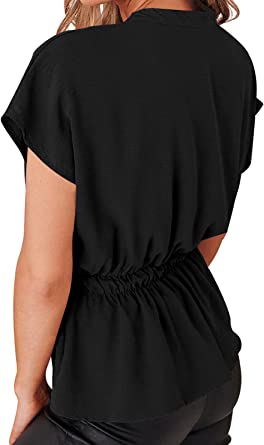 Photo 1 of CICI BIRD Womens Button Down Chiffon Blouses Casual Peplum Summer Tops Dressy Henley Shirts
