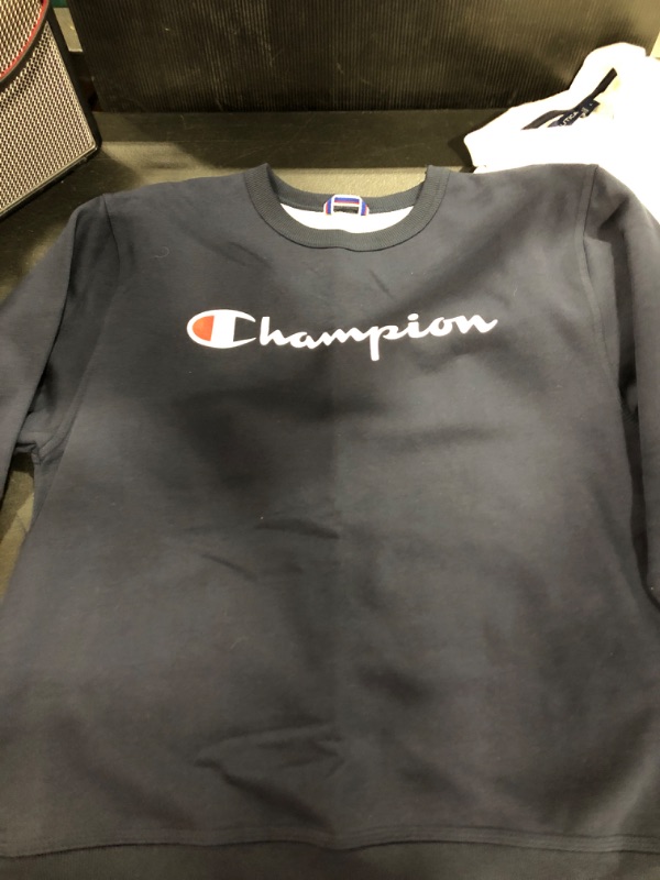 Photo 2 of Champion Men's Powerblend Fleece Crew, Script Logo SIZE MEDIUM
