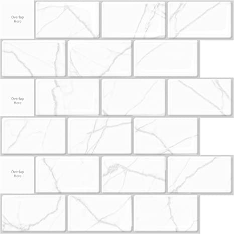 Photo 1 of 3 X 5PACKS BACKSPLASH SUBWAY TILE.. PEEL AND STICK  WHITE MARBLE DESIGN 