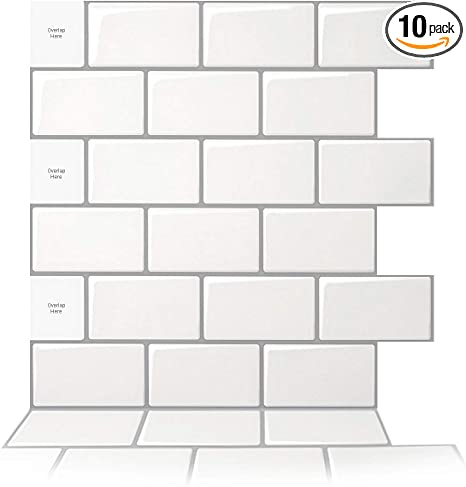 Photo 3 of 3 X 5PACKS BACKSPLASH SUBWAY TILE.. PEEL AND STICK  WHITE MARBLE DESIGN 