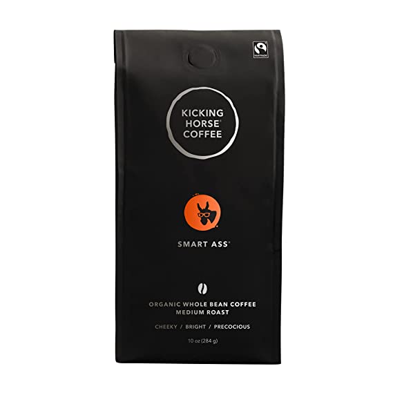 Photo 1 of  6 PACK Kicking Horse Coffee, Smart Ass, Medium Roast, Whole Bean, 10 Oz - Certified Organic, Fairtrade, Kosher Coffee
