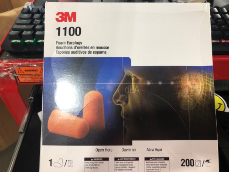 Photo 3 of 3M 1100 Foam Ear Plugs, 200-Pair , Orange
