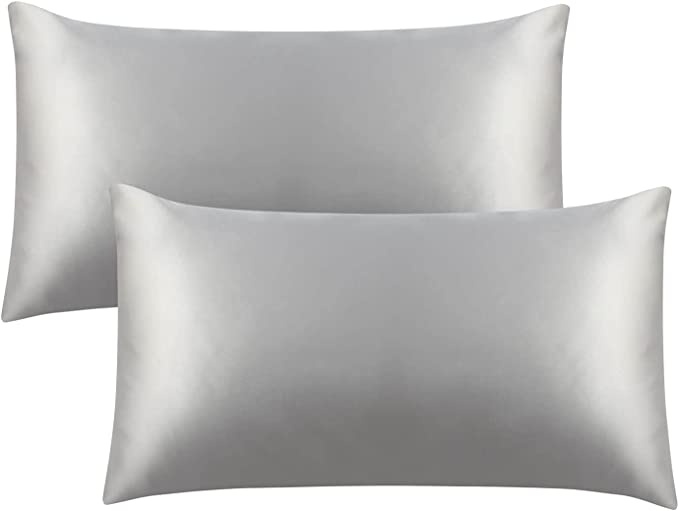 Photo 1 of 4 PACK  Satin Pillowcase for Hair and Skin, Pillow Cases Queen Size 20x30 inches 4 Pack ,Silver Satin Pillowcases Set of 4 with ZIPPER Closure
