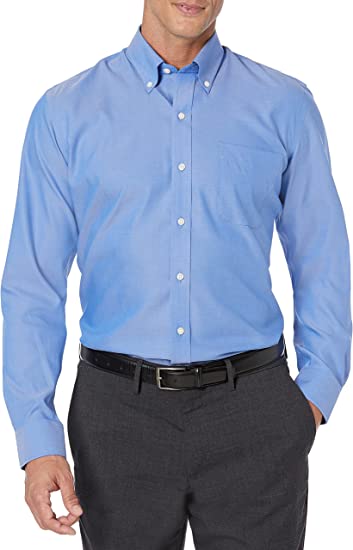 Photo 1 of Buttoned Down Men's Slim Fit Button Collar Solid BLUE Dress Shirt SIZE 17/38