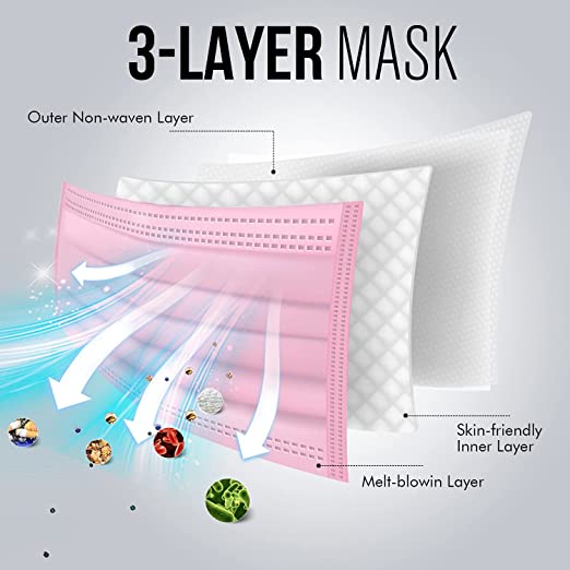 Photo 3 of 54 PACK  -  FIVE COLOR DISPOSABLE FACE MASKS 3 LAYERS OF PROTECTION 5 COLORS IN EACH BOX TOTAL 50CT PER BOX 