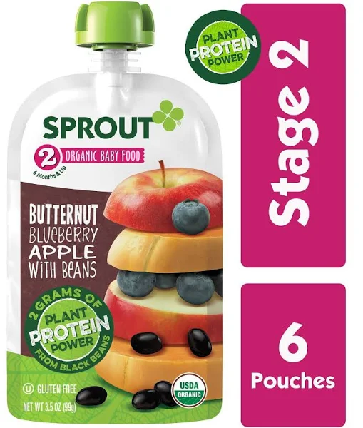 Photo 1 of  2 PACK  -  Sprout Believes That A Meal Is More Than Nourishment. It’s A Chance To Inspire And Grow Together. Research Shows That Starting Babies On Healthy Foods Early In Development ...6 POUCHES PER BOX  EXP 8/30/2022

