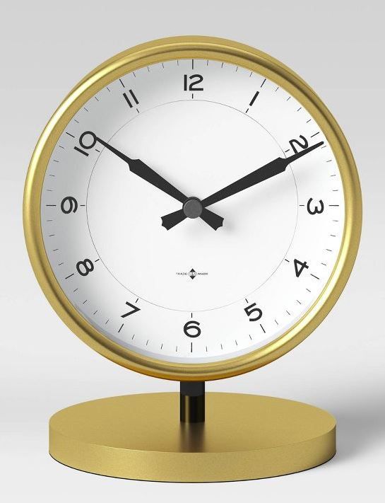 Photo 1 of 5" Mantel Table Clock Stand Brass - Threshold SET OF 2