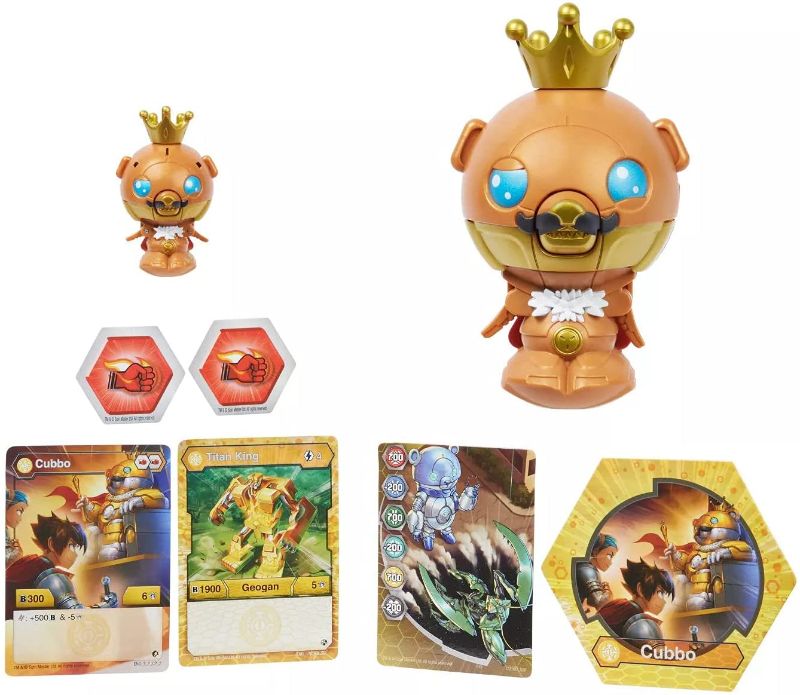 Photo 1 of Bakugan 2021 Gold King Cubbo Deka Pack Jumbo Collectible Transforming Figure with King Cubbo 2-inch Core Figure and Trading Cards
