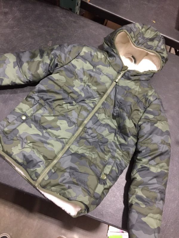 Photo 1 of Boys' Reversible Puffer Jacket - Cat & Jack Green size medium 