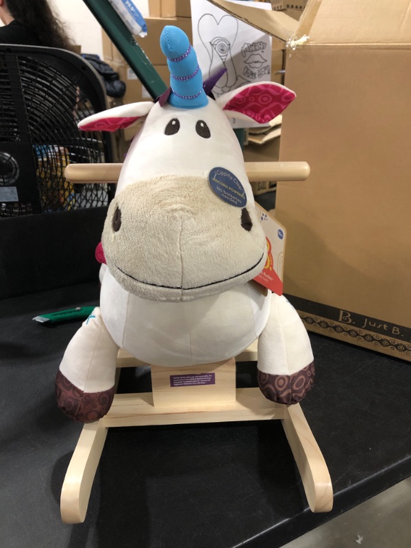 Photo 7 of  DILLY-DALLY Unicorn Rocker: Meet Dilly-Dally, a soft and squishy unicorn rocker that's a great addition to any nursery or playroom!  Age: This wooden ride-on is recommended for toddlers 18 months +