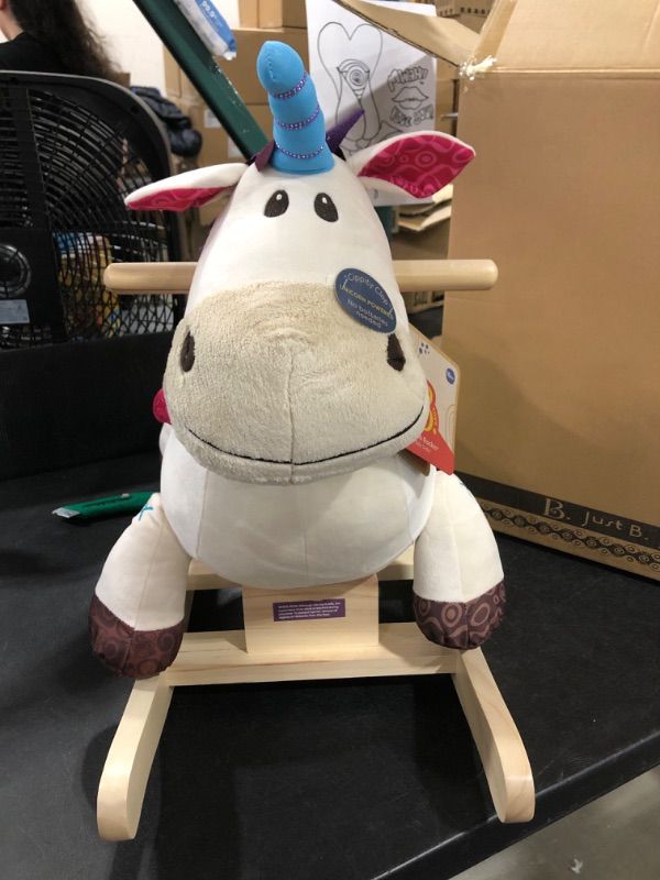 Photo 3 of  DILLY-DALLY Unicorn Rocker: Meet Dilly-Dally, a soft and squishy unicorn rocker that's a great addition to any nursery or playroom!  Age: This wooden ride-on is recommended for toddlers 18 months +