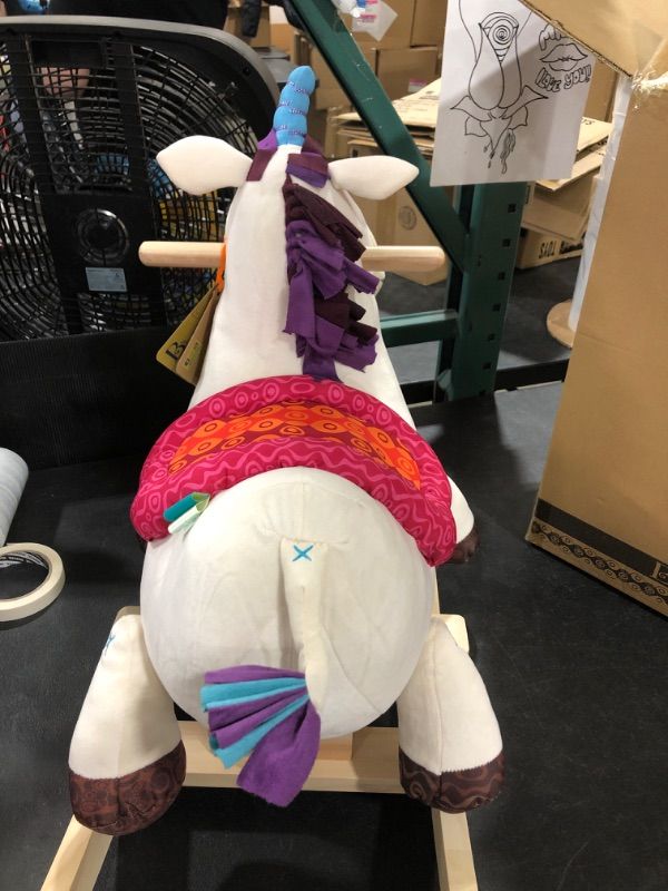 Photo 6 of  DILLY-DALLY Unicorn Rocker: Meet Dilly-Dally, a soft and squishy unicorn rocker that's a great addition to any nursery or playroom!  Age: This wooden ride-on is recommended for toddlers 18 months +