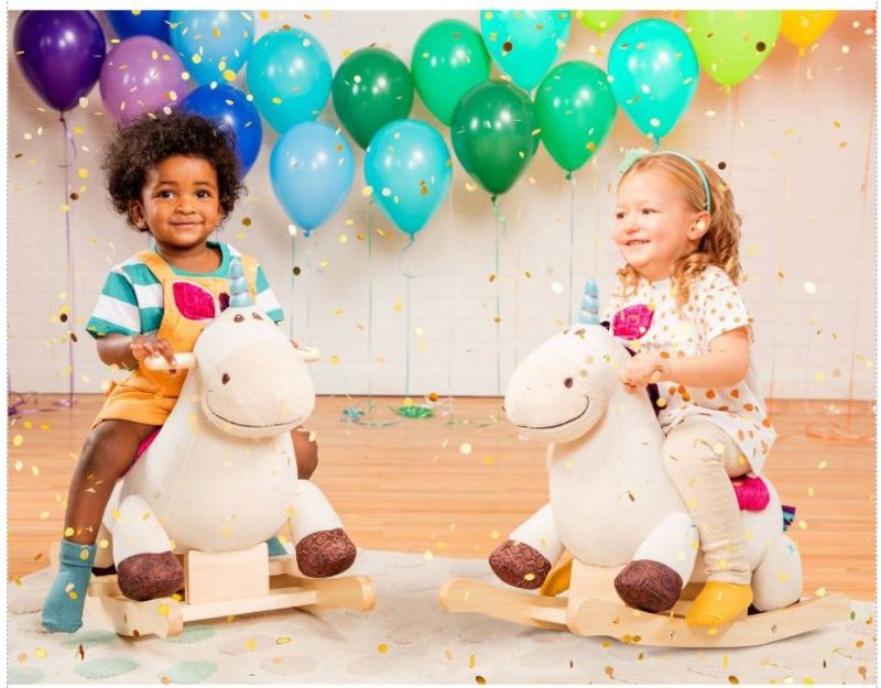 Photo 7 of  DILLY-DALLY Unicorn Rocker: Meet Dilly-Dally, a soft and squishy unicorn rocker that's a great addition to any nursery or playroom!  Age: This wooden ride-on is recommended for toddlers 18 months +