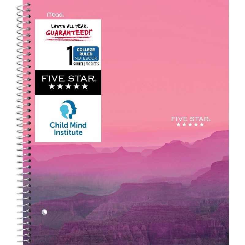 Photo 1 of (12 PACK) Five Star and Child Mind Institute College Ruled 1 Subject Spiral Notebook Plus Study App Mountains

