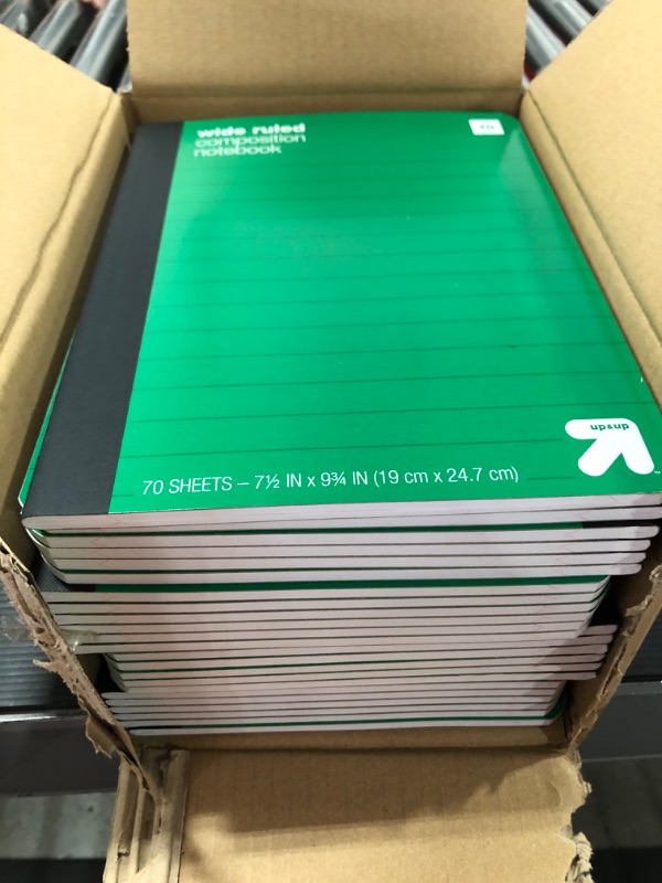 Photo 2 of (24 PACK) Wide Ruled Green Hard Cover Composition Notebook - Up & Up