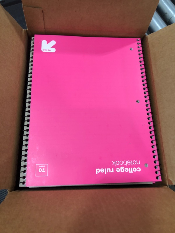 Photo 2 of (22 PACK) College Ruled Pink 1 Subject Flexible Plastic Cover Spiral Notebook - Up & Up